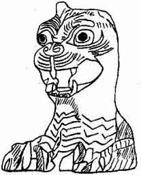 Baked clay figure of the god of the South-east Wind. (British Museum.)